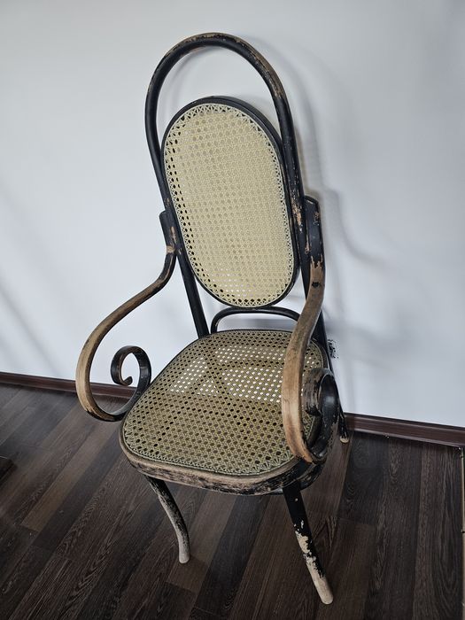 Krzesło gięte drewniane ratanowe plecionka wiedeńska