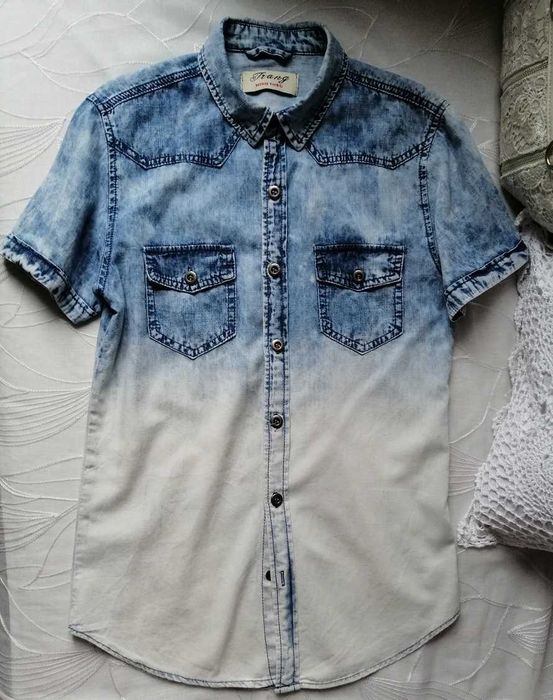 Irang Idealny stan fajna jeans koszula niebieska błękitna bawełna S/M