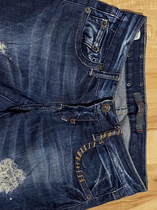 Redial jeans biodrówki S pas 76-80 cm niebieskie dżinsy jeansy dziury