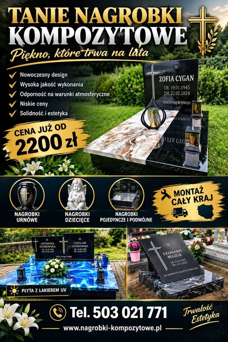 Nagrobki Kompozyt 2999 zł z montażem Cały Kraj-  Promocja.