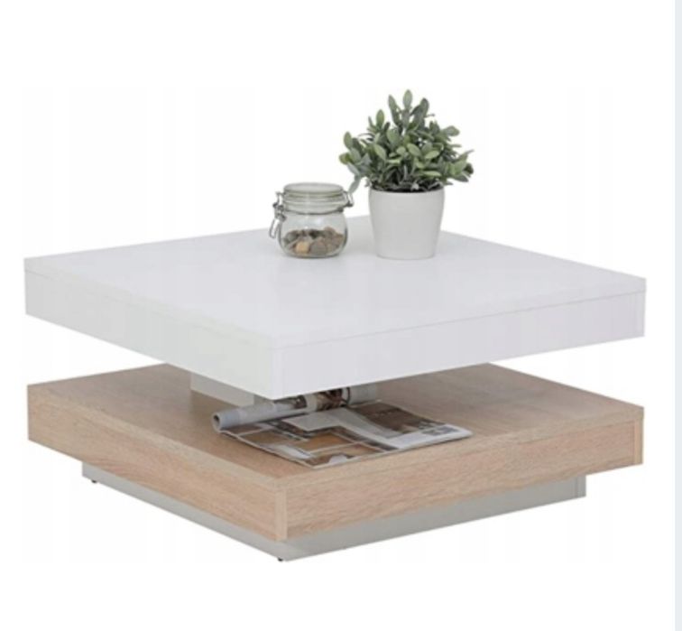 Stolik kawowy 67x67x35 dąb sonoma biały