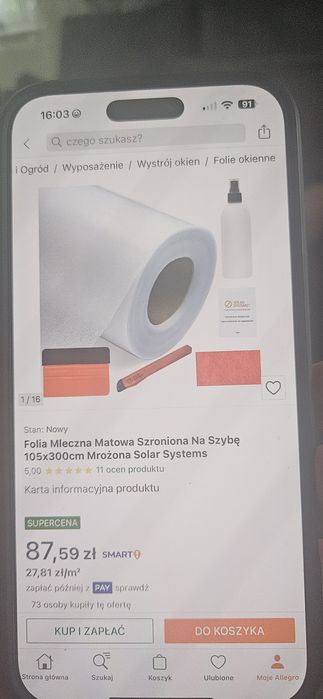 Folia mleczna na szybę