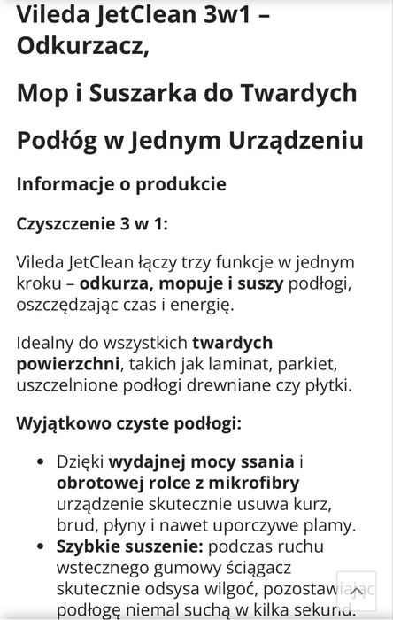 Odkurzacz mop 3w1 vileda Jet Clean