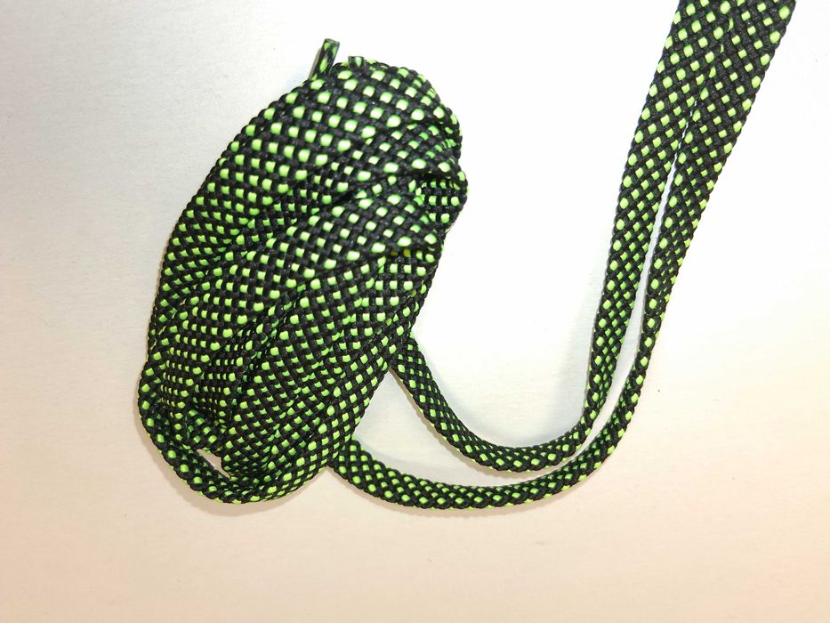 N275 Sznurowadła Sznurówki Okrągłe Gruby Splot Zielono Czarne New
