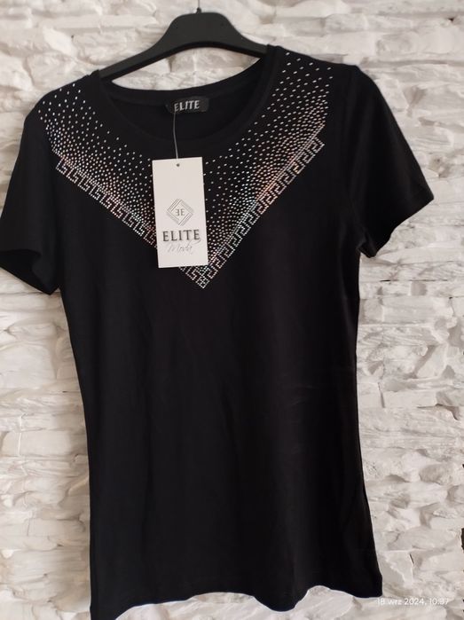 Bluzka czarna cekiny nowa r XS/S/M