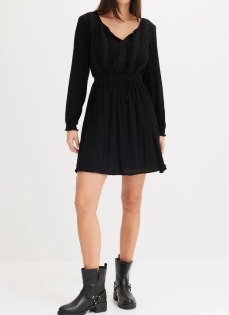 B.P.C czarna sukienka mini boho 34.