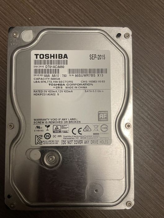 Жорсткий диск HDD 500GB Toshiba DT01ACA050. Ідеальний стан перевірений