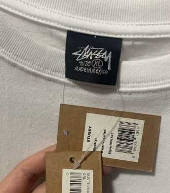 Stussy Męska Biała Koszulka z Nadrukiem XL