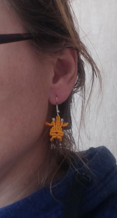 Kolczyki handmade żabki kolor żółty robione ręcznie