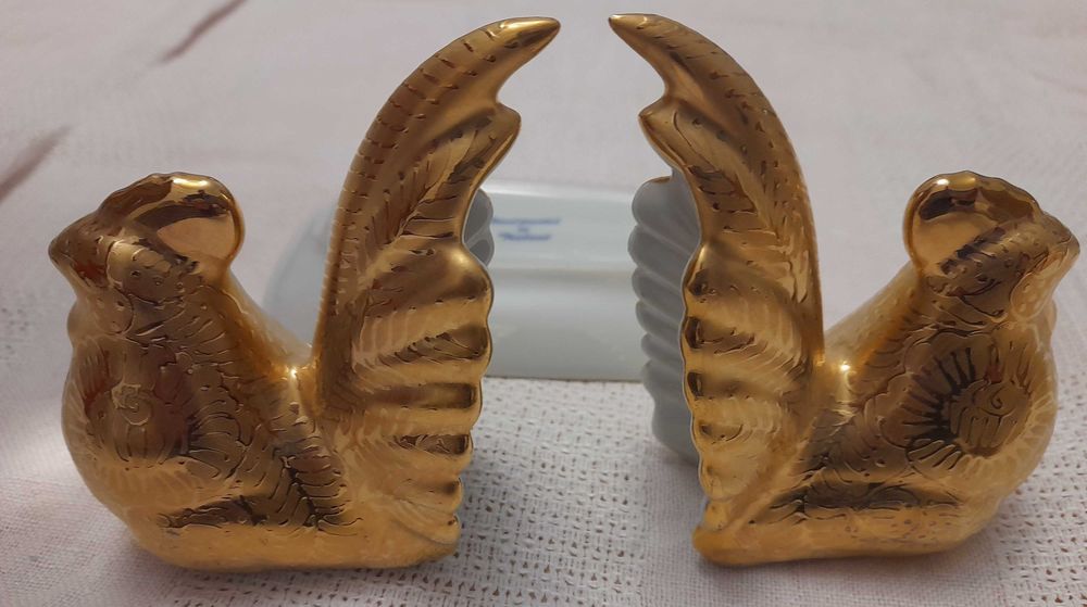 Золотий набір для солі та перцю "Півні". Таїланд. Ручний розпис