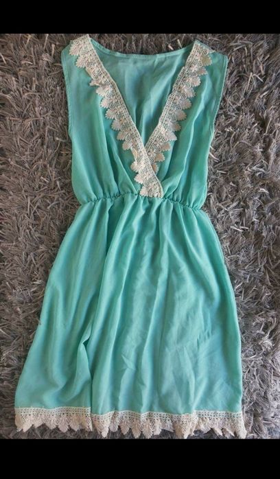 (Portes grátis) Vestido Verde Menta