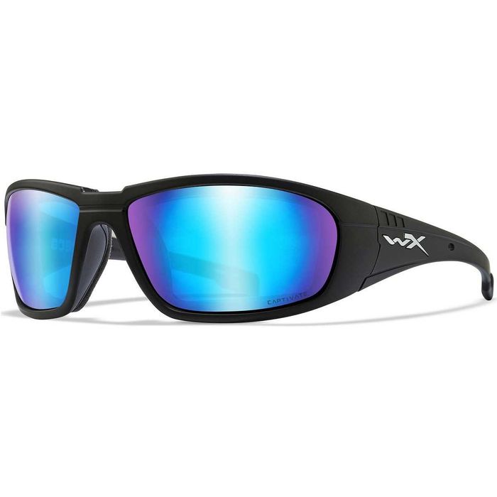 Wiley X BOSS Captivate Polarized Blue Mirror Smoke Grey Matte Black Frame