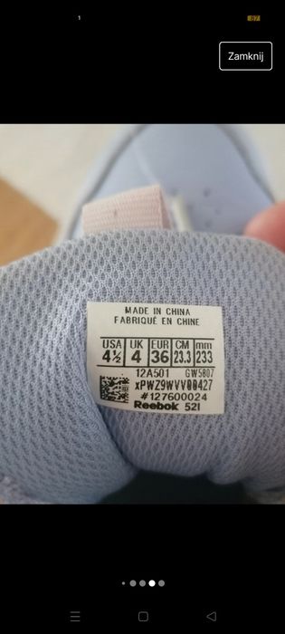 Adidasy Sneakersy Reebok 36