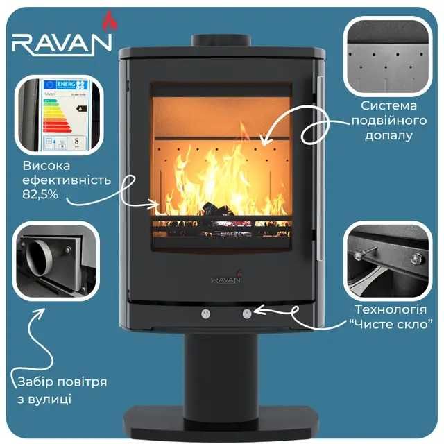 Печь-камин Ravan Krono 8 кВ