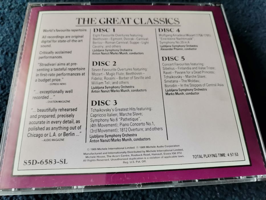5 CDS The Great Classics - Grandes Clássicos Beethoven, Amadeus Tchai