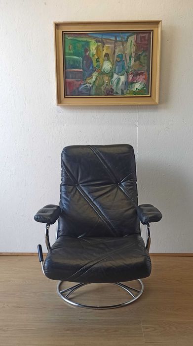 Fotel skórzany, Szwecja lata 70.