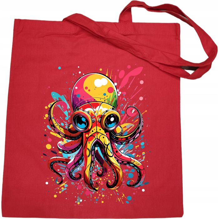 torba na zakupy z kolorowa ośmiornica modna nadruk eco