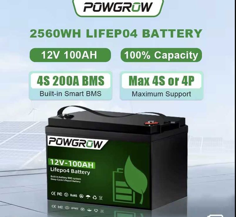 Акумулятор lifepo4 12v 100ah Powgrow Easun / літій-залізо-фосфат 6000 циклів / 10 років