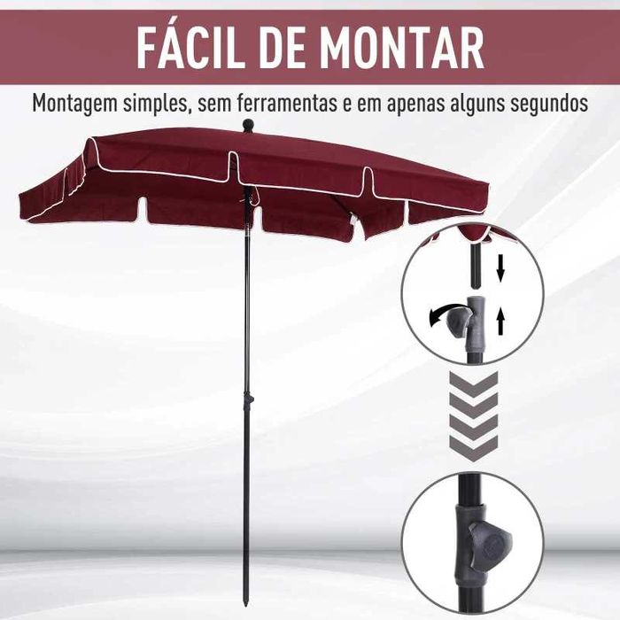 NOVO Chapéu de Sol Retangular Reclinável - 5 cores disponíveis