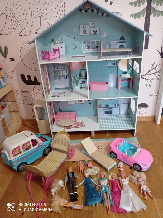 Domek drewniany XL dla lalek auto Barbie kareca kamper lalki