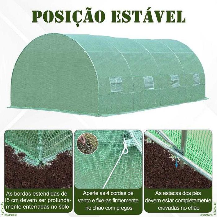 Estufa de Jardim 6x3x2 m – Verde