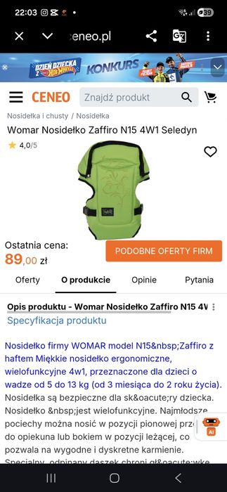 Nosidełko Womar Zaffiro