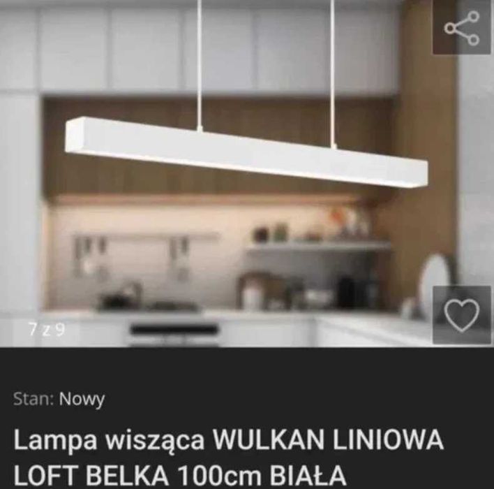 Lampa wisząca led biała liniowa Wulkan nowa