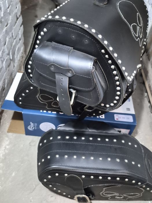 Kufry skórzane chopper duże