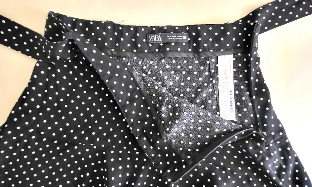 Zara spódnicospodnie czarne w białe groszki polka dots jak nowe XS 34