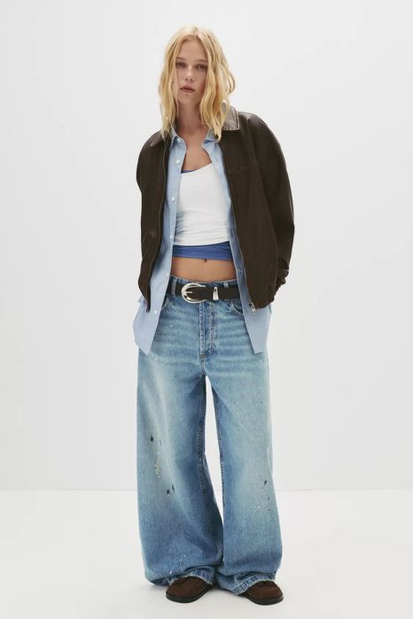 Куртка-бомбер зі штучної шкіри вільного крою l xl