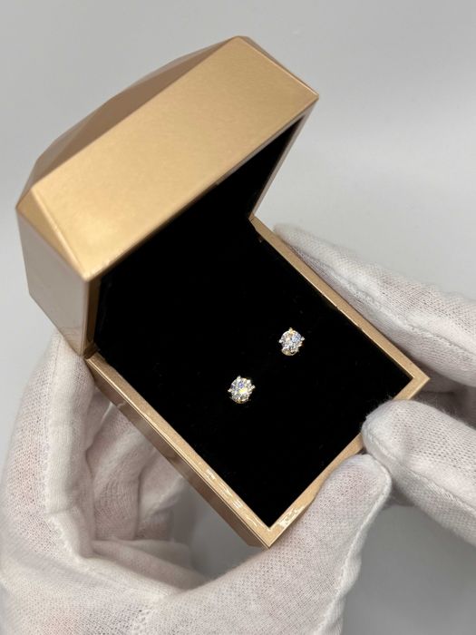Kolczyki Z Diamentami 1.07 CT. | Żółte Złoto 14k.| Certyfikat IGI|Nowe