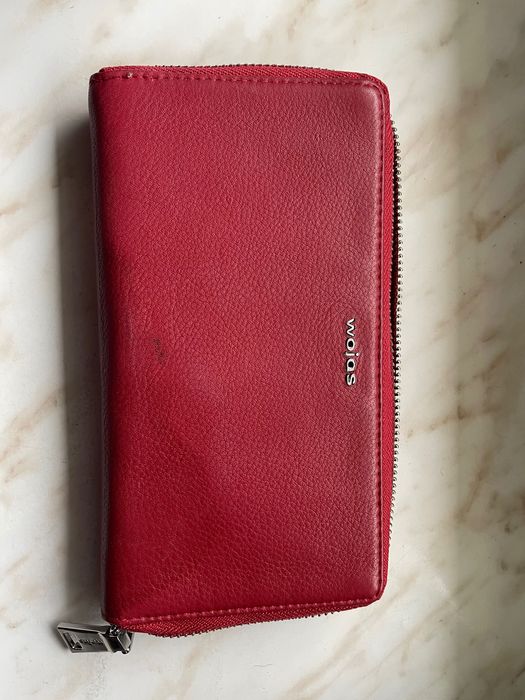 Portfel skórzany skóra czerwony Wojas