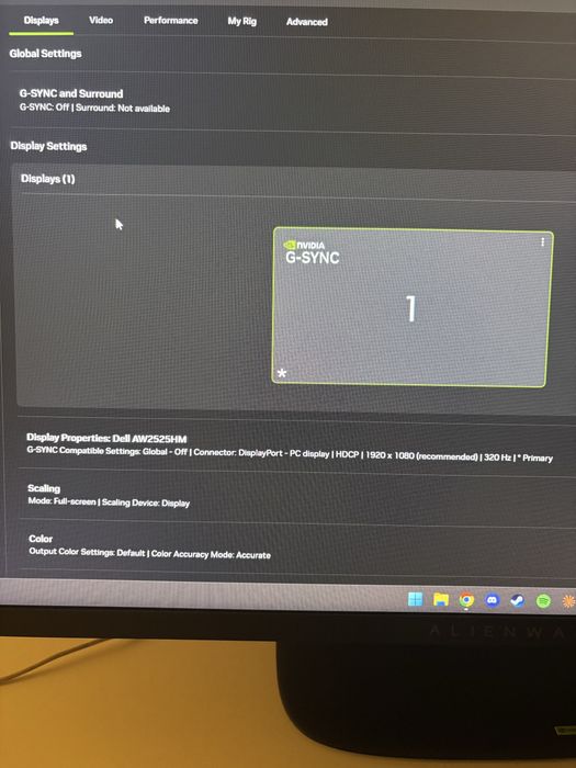Monitor alienware 2525hm 320hz