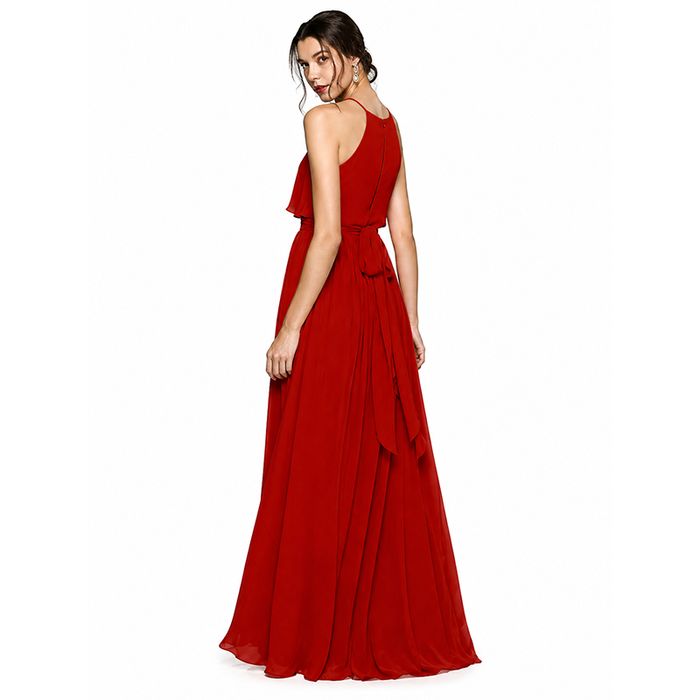 Sukienka maxi czerwona szyfonowa elegancka wieczorowa