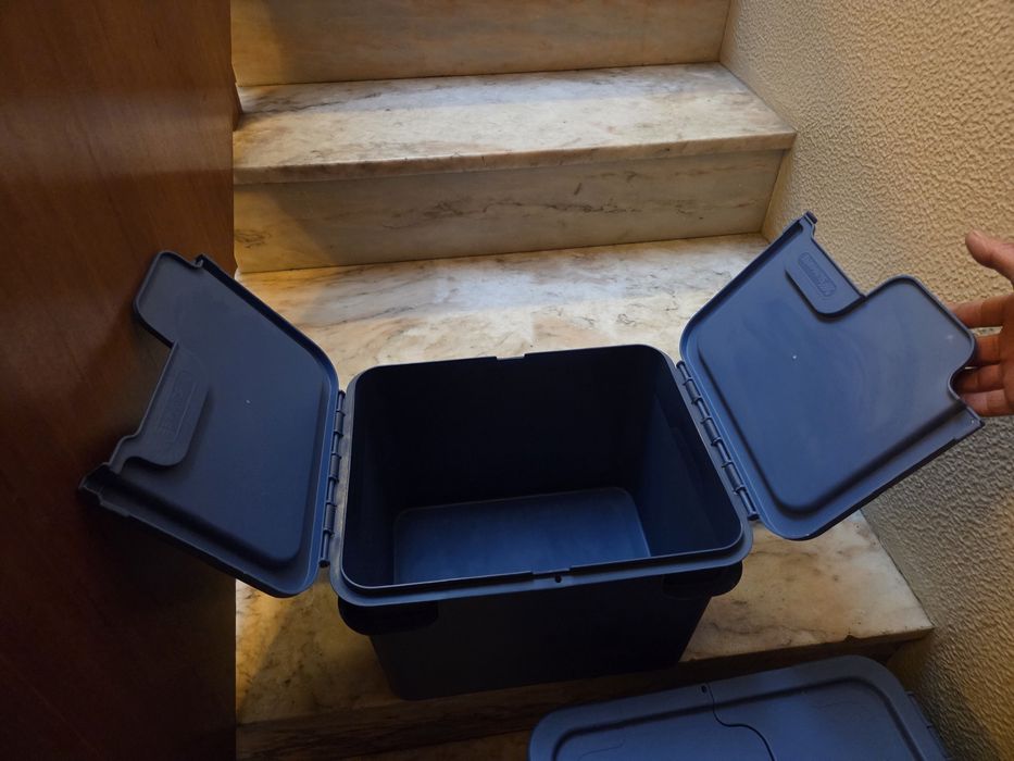 5 caixas arrumação azuis