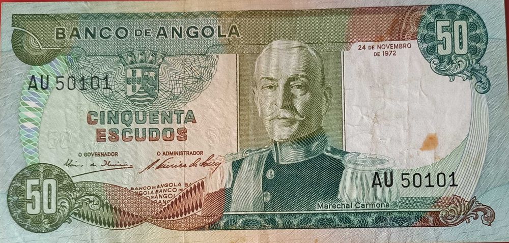 Nota de 50 escudos portuguesa circuladas na ex colónia ultramarina de Angola