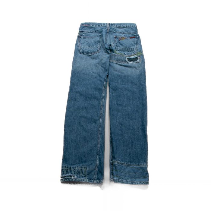 Y2K Blend G-Blend Patchwork Jeans Baggy spodnie Skater Distressed 30us