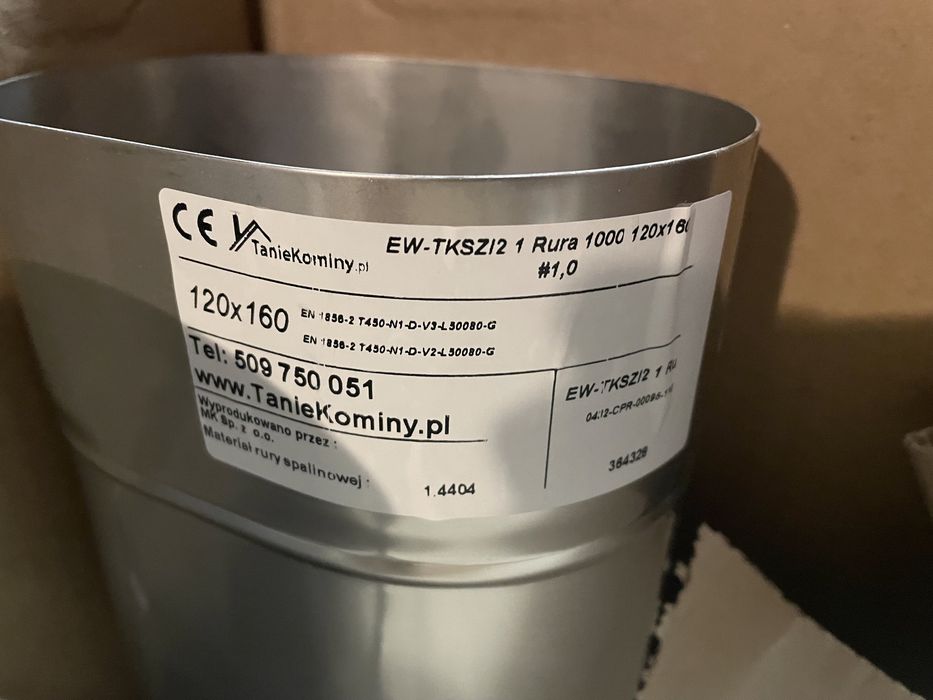 Rura owalna wkład kominowy 120/160 1mm