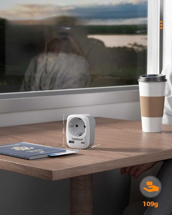 TESSAN adapter podróżny USA typ B 2x USB 2.4A Schuko EU