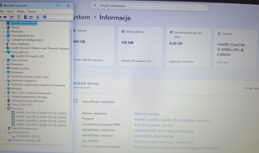 Laptop Dell Latitude E5470 i5 6 generacja- czyszczenie serwisu