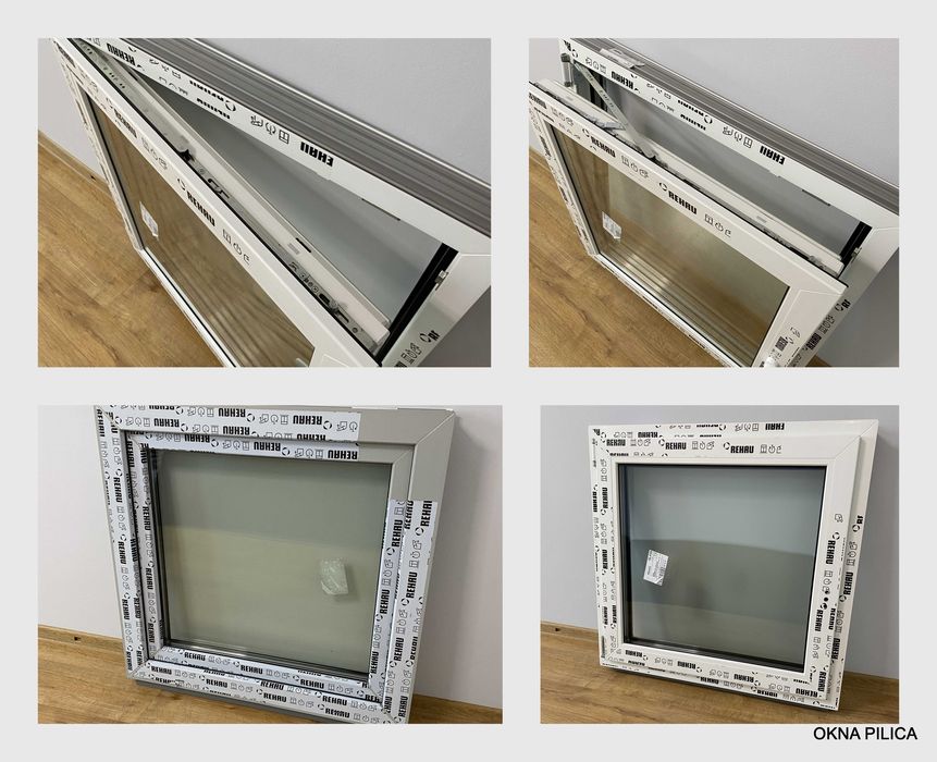 Wysyłka! NOWE Okno PCV 865x835 3 szyby RU kolor zewn. SZARY AGAT siwy