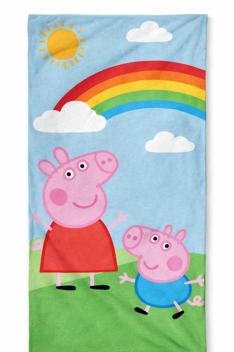 Ręcznik kąpielowy frotte dziecięcy Peppa Pig & George tęcza 70×140 cm