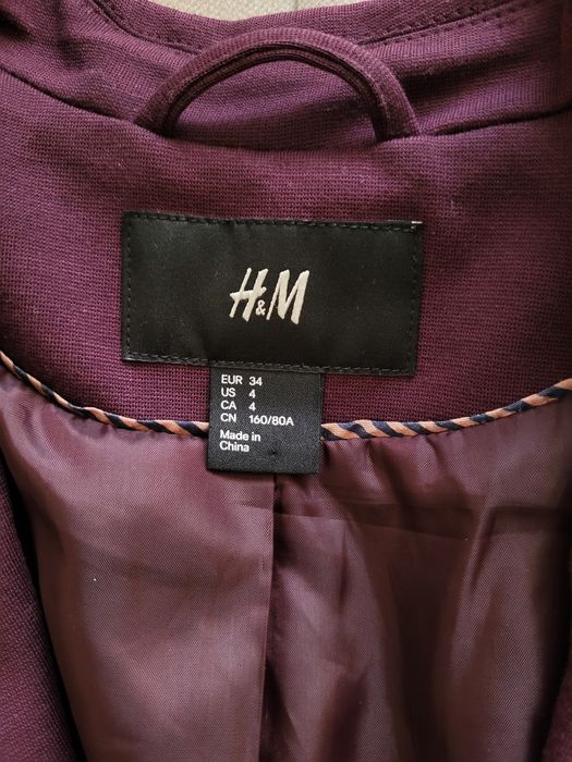 Fioletowa śliwkowa marynarka H&M, rozmiar 34 (XS)