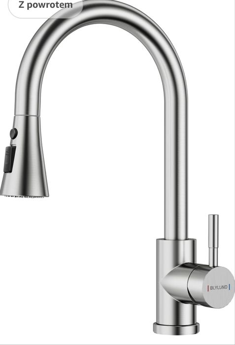 Bateria kuchenna z wyciaganym wężem ze szczotkowanego niklu
