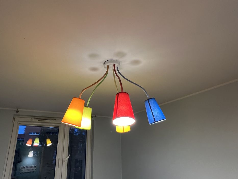Lampa, żyrandol kolorowy x5 + kinkiet x1