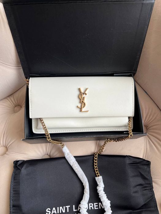 Сумка клатч YSL Yves Saint Laurent чорна, біла