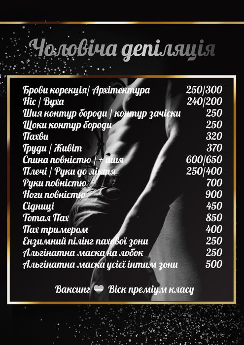 Професійна чоловіча депіляція, барбер, видалення волосся для чоловіків