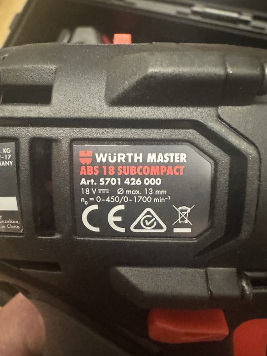 Wiertarko wkrętarka akumulatorowa Würth ABS 18 Subcompact