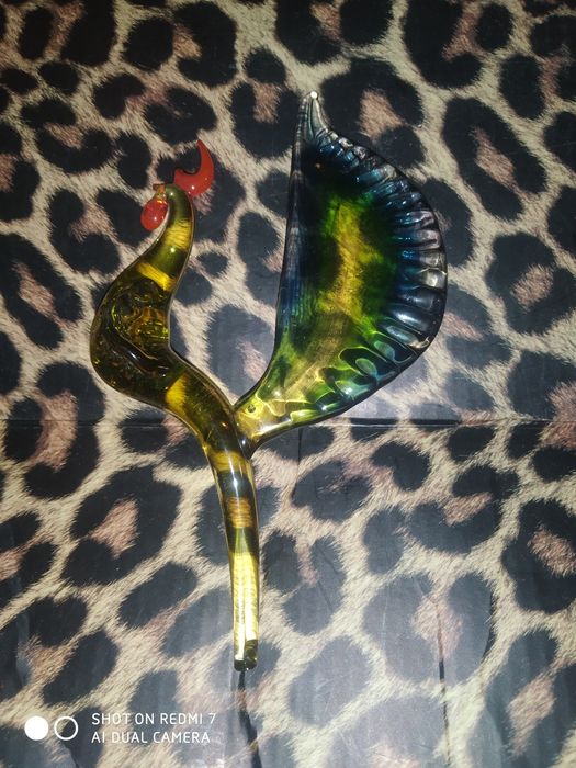 Сувенир из цветного стекла статуэтка птица петух фигурка півень скло