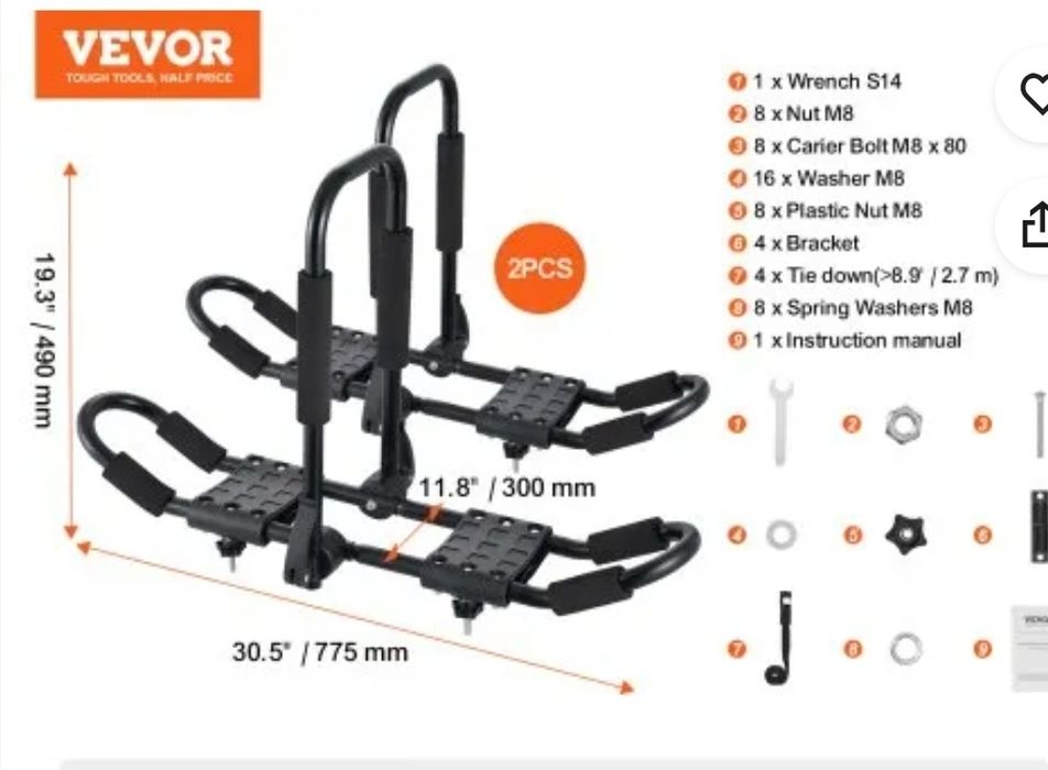 Suporte de tejadilho para  caiaque